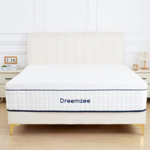 Dreemzee Queen Size Mattress, 8/10/ 12 inch Hybrid Mattresses in a Box, Medium Firm Feel, 365 Night Trial, Upgrade, [New Version], Cool Sleep, Fiberglass Free (King, 12, Inches)