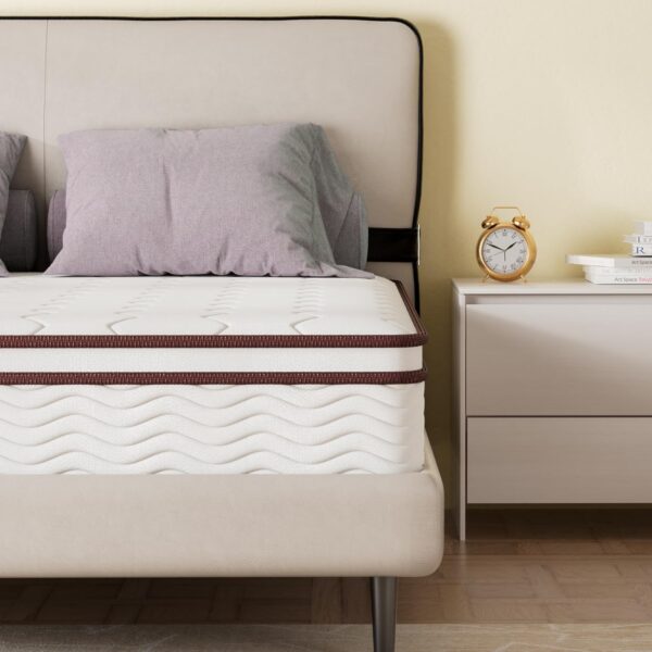 Dreemzee Full Size Medium Firm Mattress, 8 Inch Double Size Hybrid Memory Foam Matelas in a Box, Coils Pocket Spring, Pressure Relieving Gel Foam, CertiPUR-US & Oeko-Tex, 10-Year Warranty