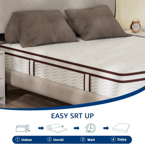 Dreemzee Full Size Medium Firm Mattress, 8 Inch Double Size Hybrid Memory Foam Matelas in a Box, Coils Pocket Spring, Pressure Relieving Gel Foam, CertiPUR-US & Oeko-Tex, 10-Year Warranty