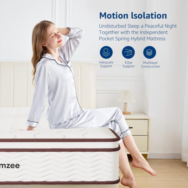 Dreemzee Full Size Medium Firm Mattress, 8 Inch Double Size Hybrid Memory Foam Matelas in a Box, Coils Pocket Spring, Pressure Relieving Gel Foam, CertiPUR-US & Oeko-Tex, 10-Year Warranty