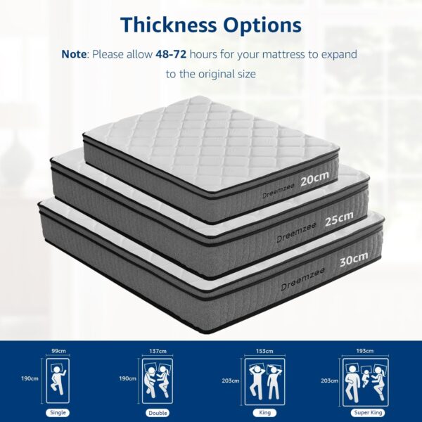 Dreemzee Twin Size 8 Inch Hybrid Mattress Pocket Spring, Cooling Gel Memory Foam Matelas in a Box, Fiberglass-Free, CertiPUR-US & Oeko-Tex Dual Certified, Motion Isolation, 365-Night Trial
