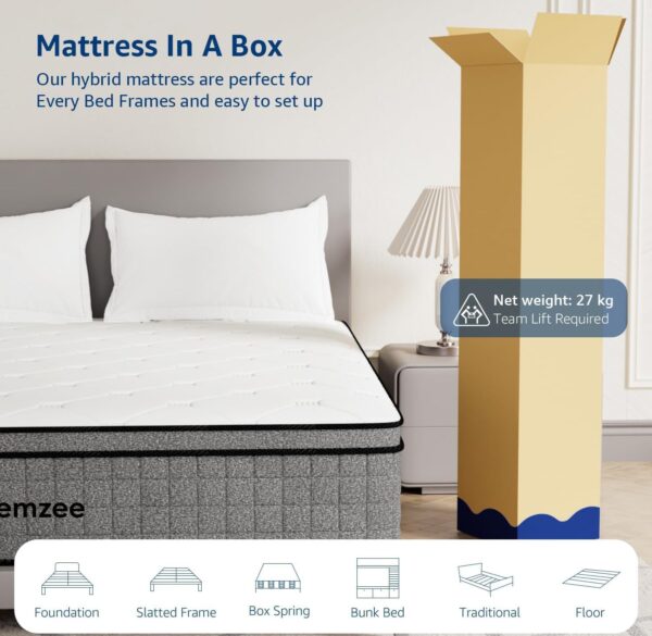 Dreemzee Twin Size 8 Inch Hybrid Mattress Pocket Spring, Cooling Gel Memory Foam Matelas in a Box, Fiberglass-Free, CertiPUR-US & Oeko-Tex Dual Certified, Motion Isolation, 365-Night Trial