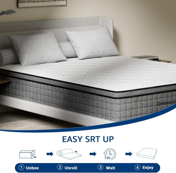 Dreemzee Twin Size 8 Inch Hybrid Mattress Pocket Spring, Cooling Gel Memory Foam Matelas in a Box, Fiberglass-Free, CertiPUR-US & Oeko-Tex Dual Certified, Motion Isolation, 365-Night Trial